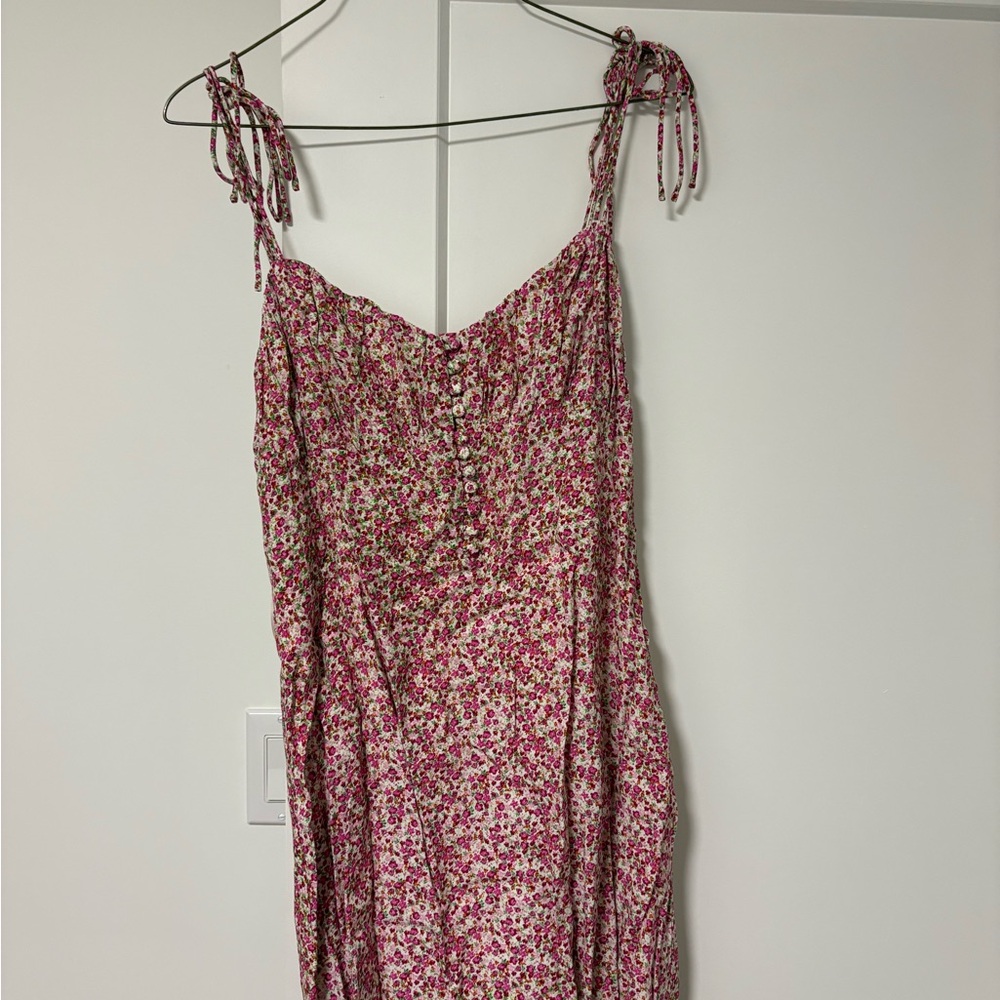 Dress Forum Pink Floral Mini Dress with Tie Straps